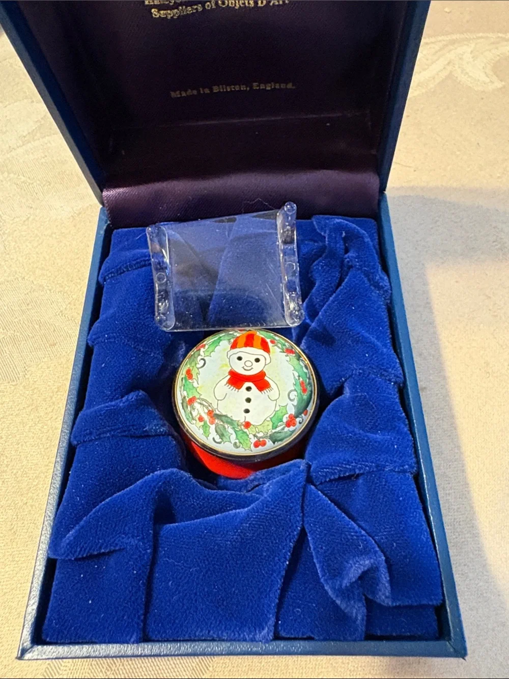 Halcyon enamel Xmas pill box